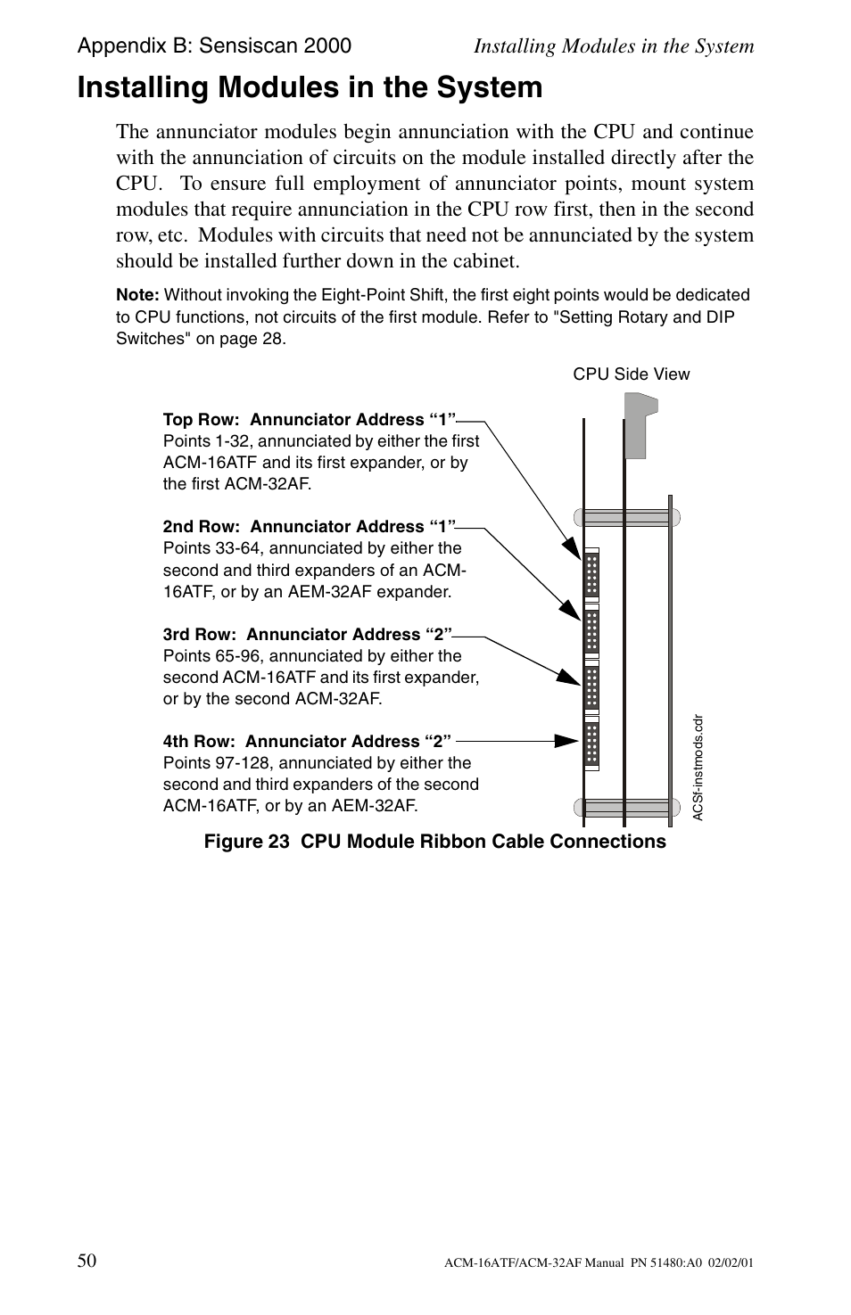 Installing modules in the system | Fire-Lite ACM-32AF Annunciator Modules User Manual | Page 50 / 68