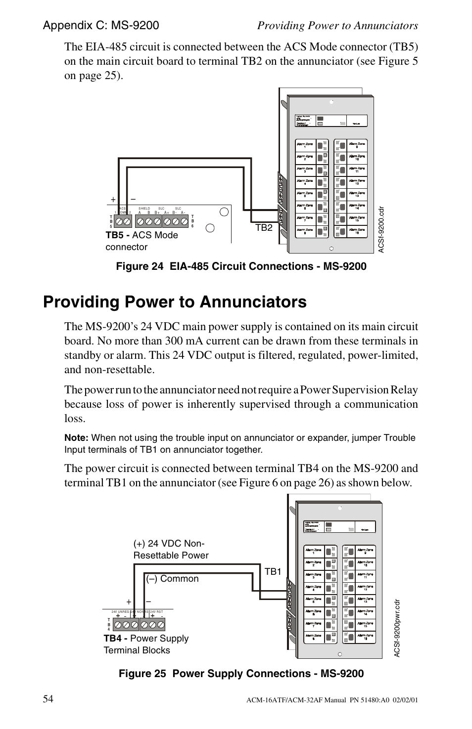 Providing power to annunciators | Fire-Lite ACM-32AF Annunciator Modules User Manual | Page 54 / 68