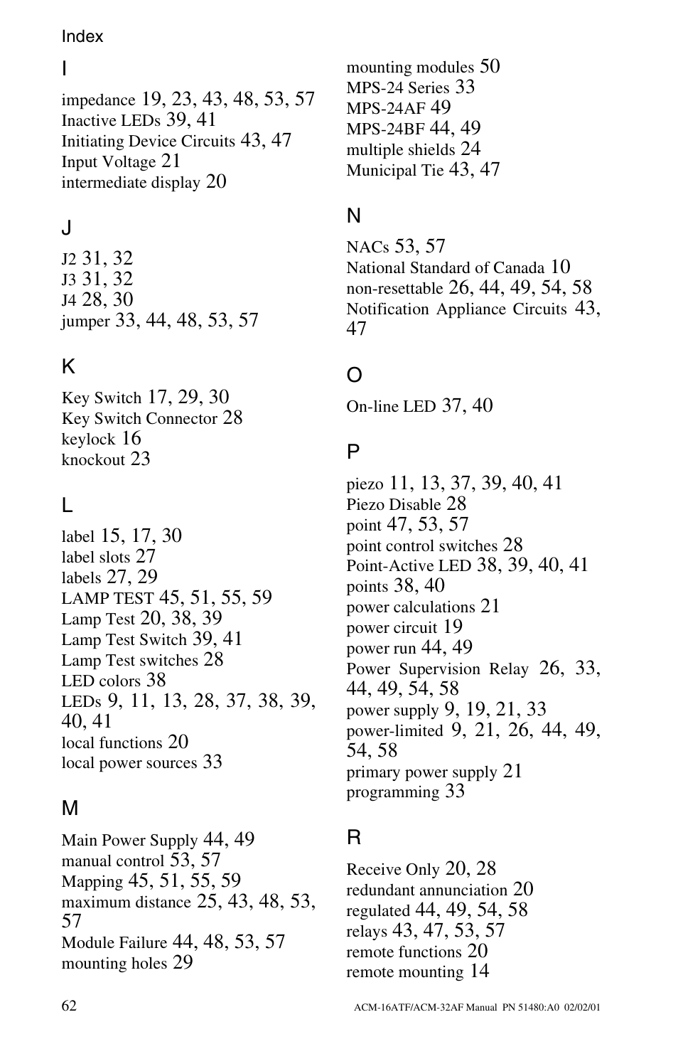 Fire-Lite ACM-32AF Annunciator Modules User Manual | Page 62 / 68