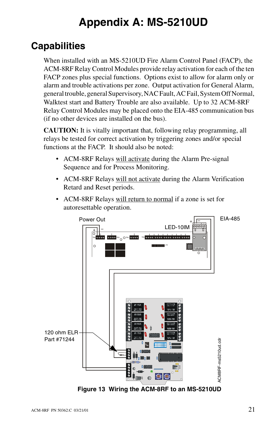 Appendix a: ms-5210ud, Capabilities | Fire-Lite ACM-8RF Control Relay Module User Manual | Page 21 / 48