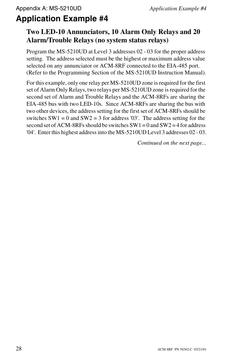 Application example #4 | Fire-Lite ACM-8RF Control Relay Module User Manual | Page 28 / 48