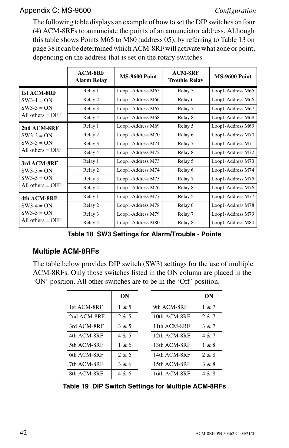 Multiple acm-8rfs | Fire-Lite ACM-8RF Control Relay Module User Manual | Page 42 / 48