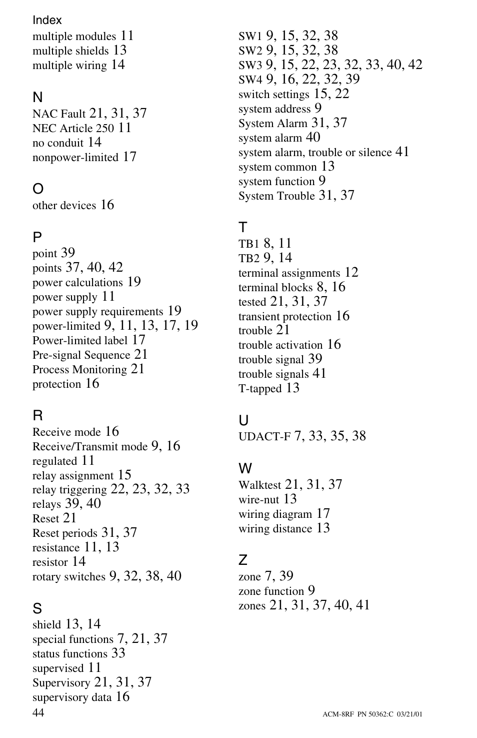 Fire-Lite ACM-8RF Control Relay Module User Manual | Page 44 / 48
