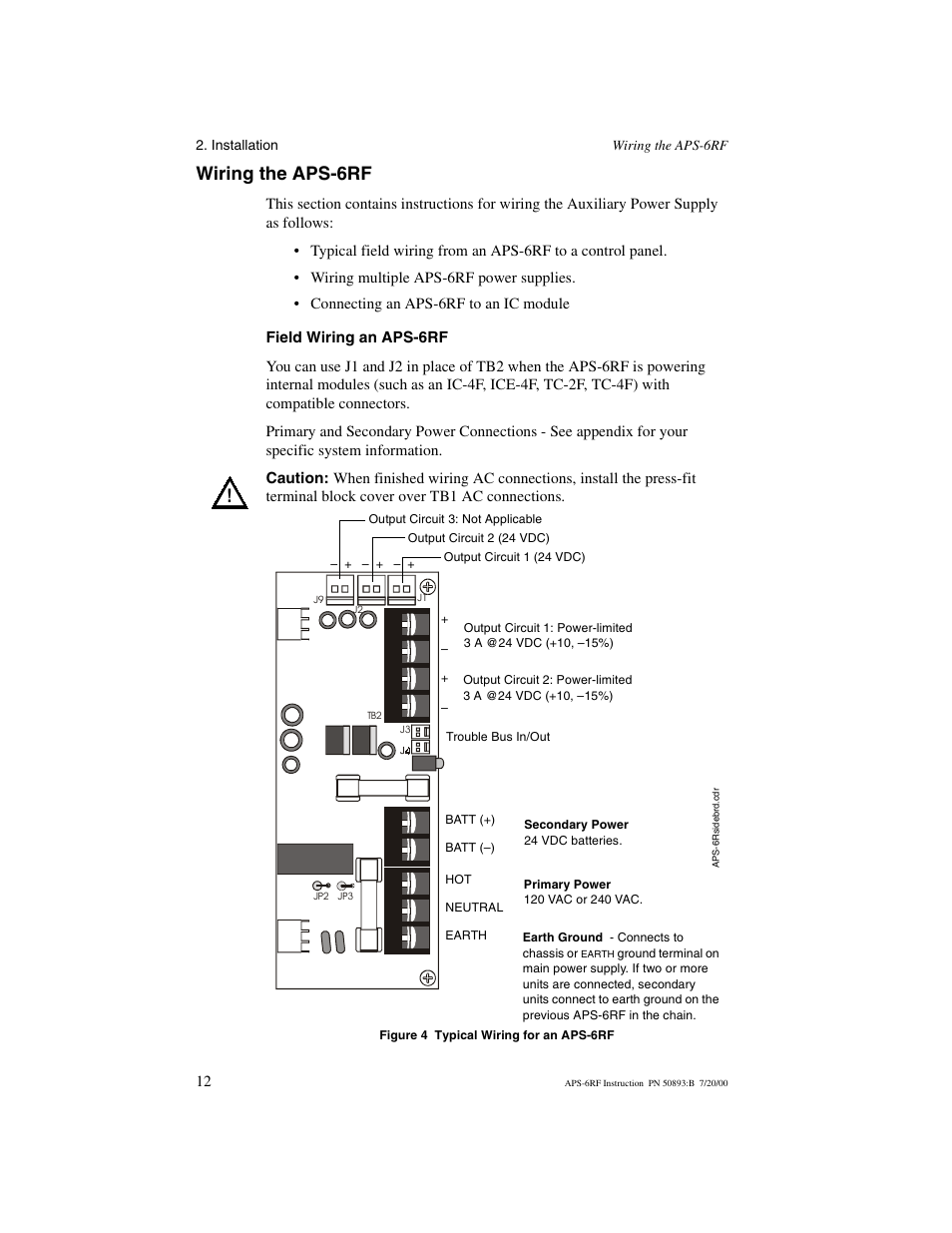 Wiring the aps6rf, Field wiring an aps6rf, Wiring the aps-6rf | Fire-Lite APS-6RF Auxiliary Power Supply User Manual | Page 12 / 28