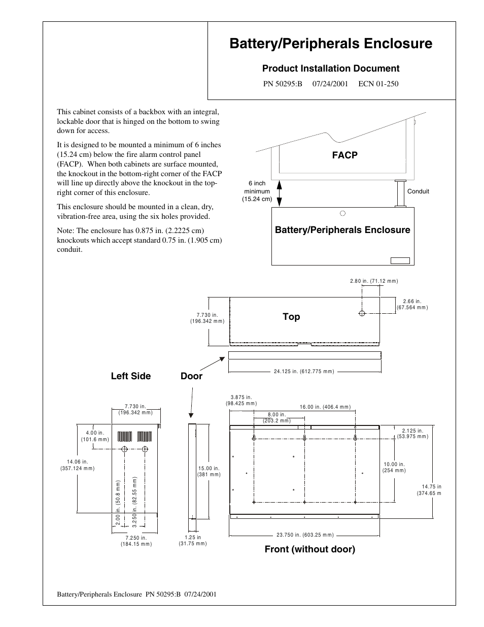 Fire-Lite BB-55 Battery Box User Manual | 1 page