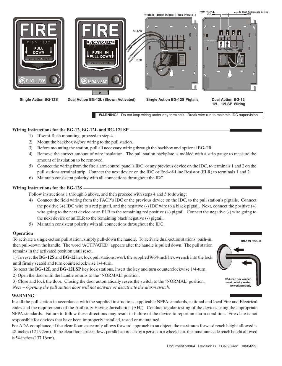 Fire-Lite BG-12 Series Manual Pull Stations User Manual | Page 2 / 4
