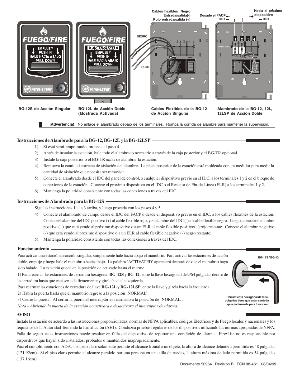 Fire-Lite BG-12 Series Manual Pull Stations User Manual | Page 4 / 4