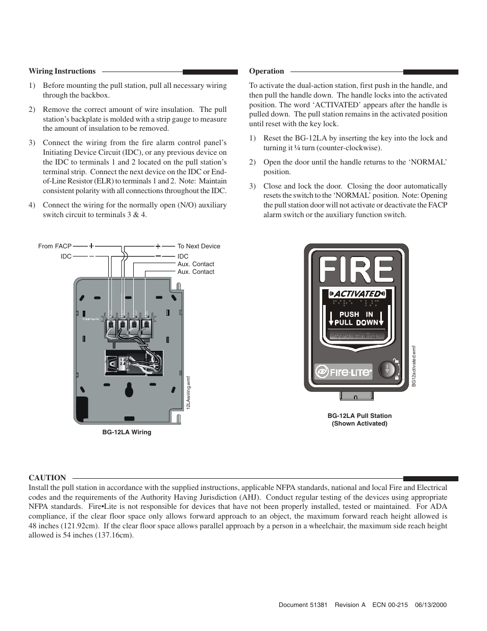 Fire-Lite BG-12LA Manual Pull Station User Manual | Page 2 / 2