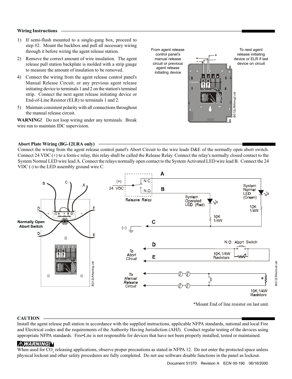 Fire-Lite BG-12LRA Agent Release Pull Station User Manual | Page 2 / 2