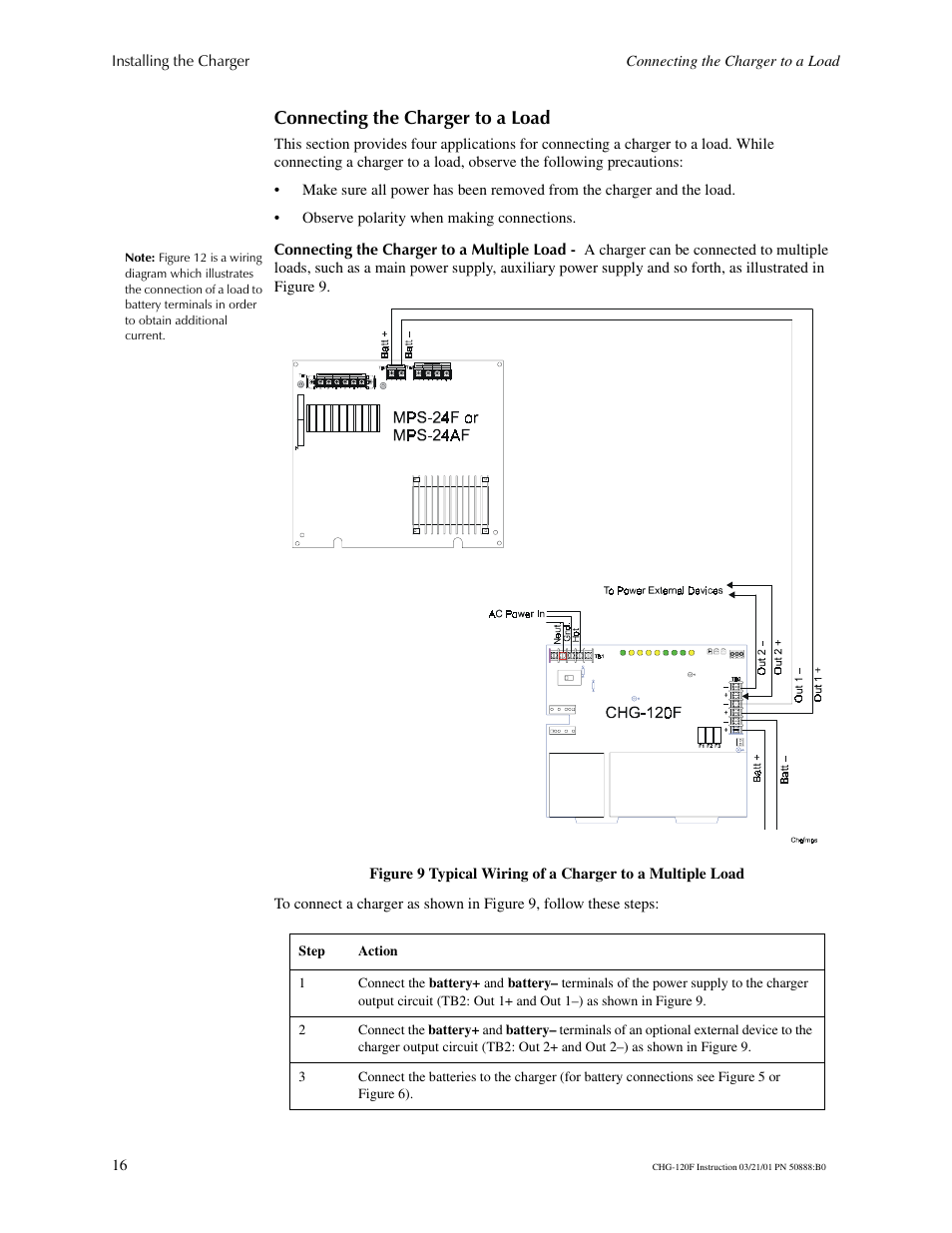 Connecting the charger to a load | Fire-Lite CHG-120F Battery Charger User Manual | Page 16 / 28