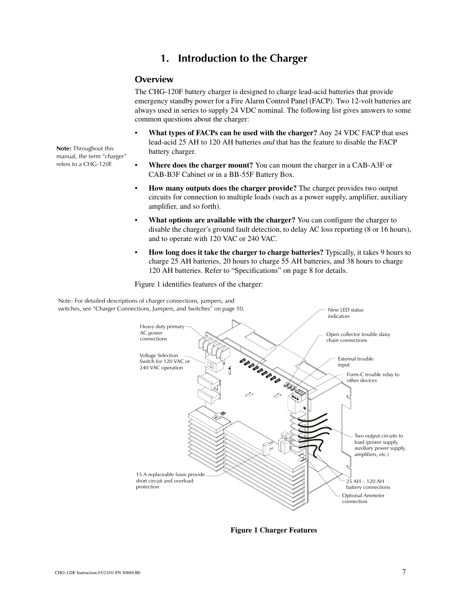 Introduction to the charger, Overview | Fire-Lite CHG-120F Battery Charger User Manual | Page 7 / 28
