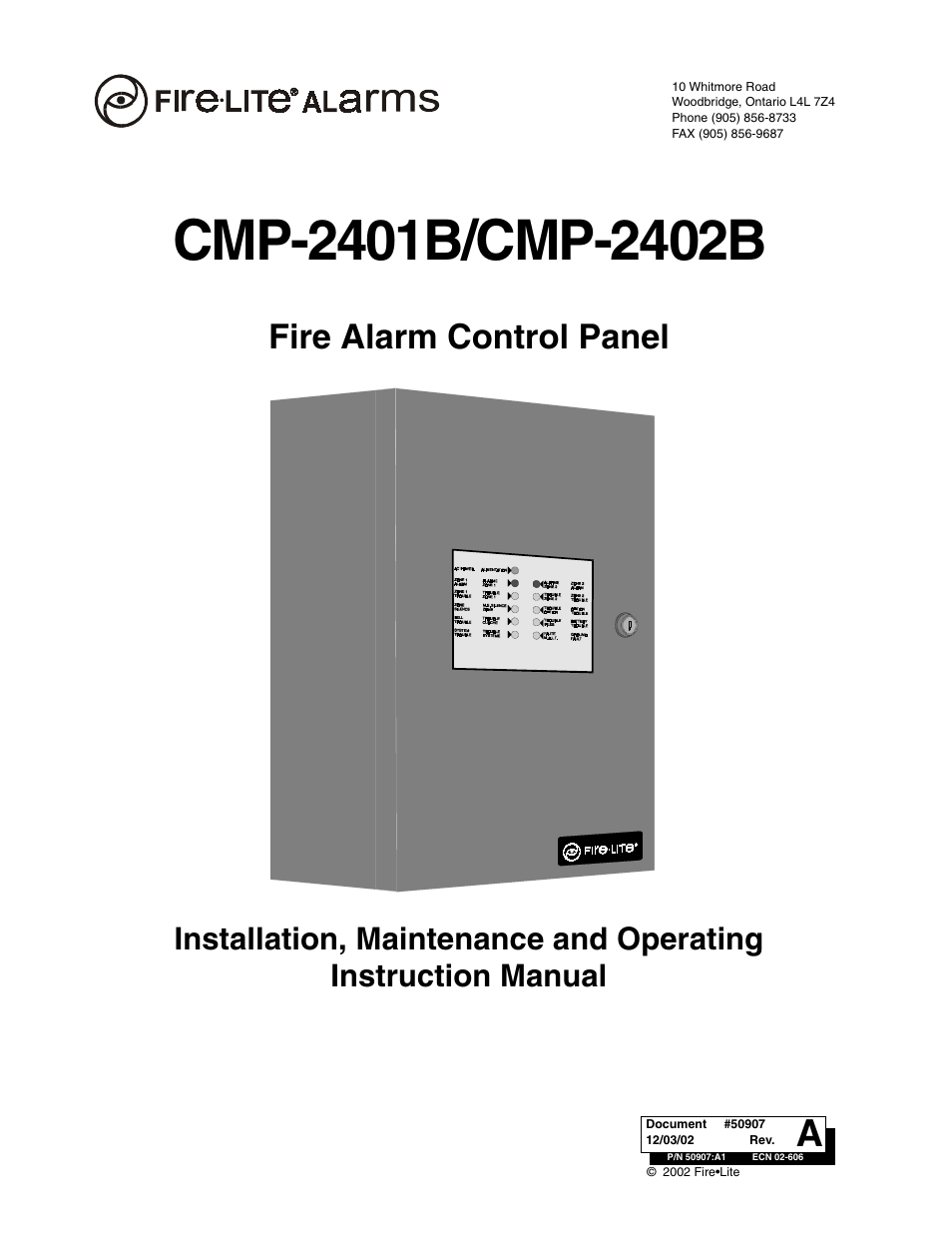 Fire-Lite CMP-2402B Fire Alarm Control Panel User Manual | 36 pages