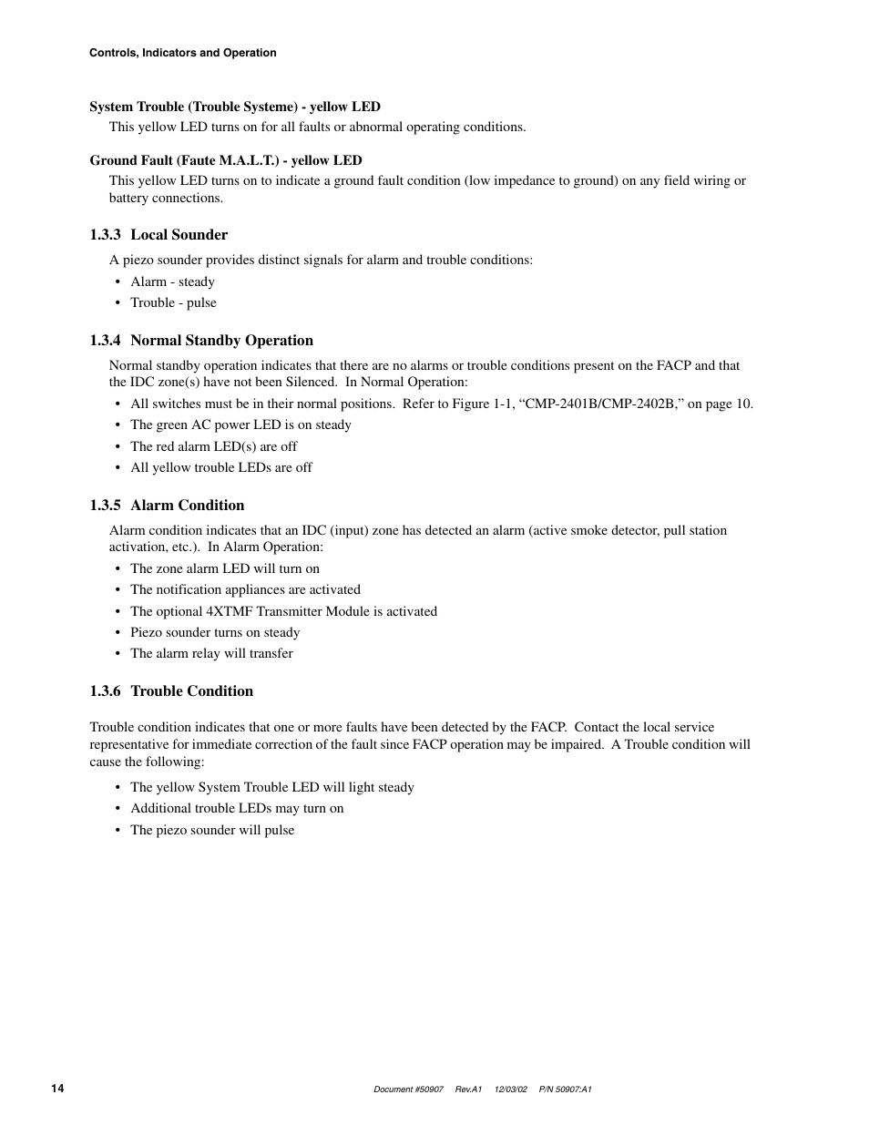 Fire-Lite CMP-2402B Fire Alarm Control Panel User Manual | Page 14 / 36