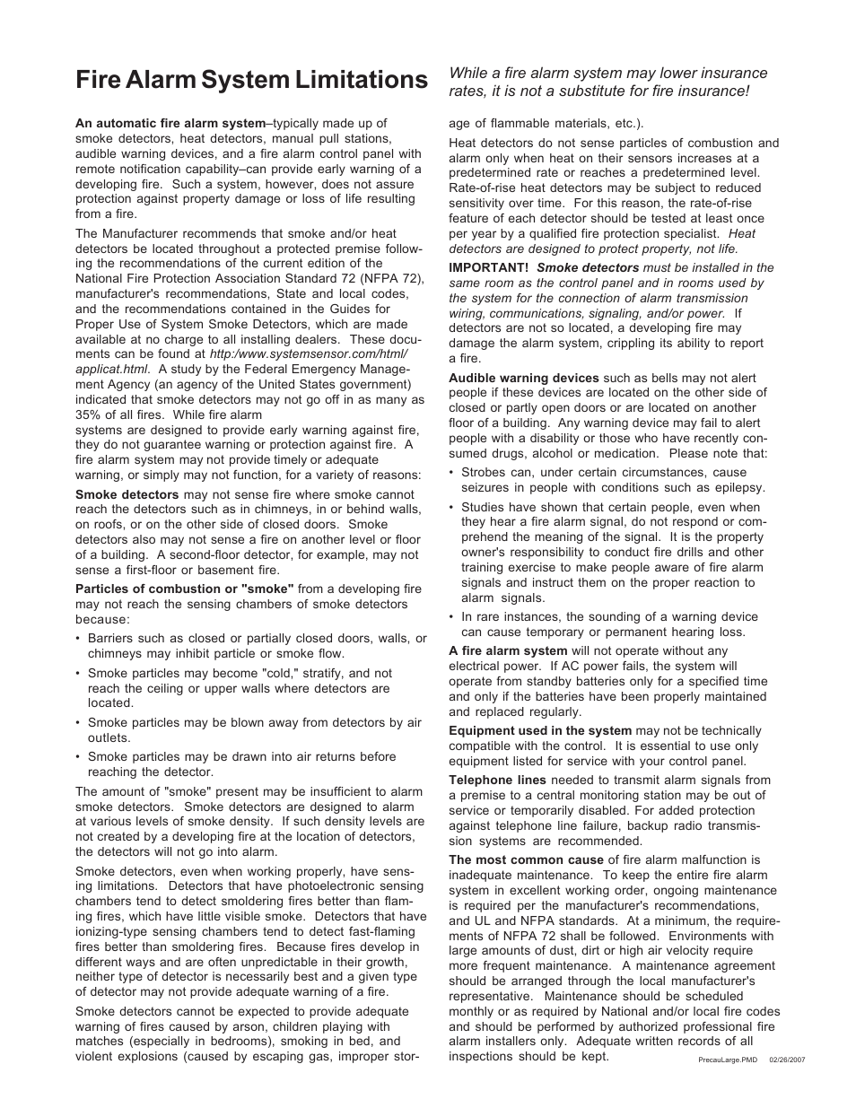Fire alarm system limitations | Fire-Lite DACT-UD2 Digital Alarm Communicator/Transmitter User Manual | Page 2 / 52
