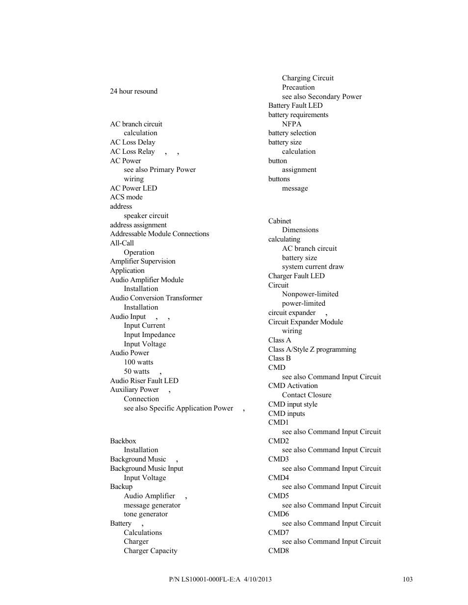 Index, Numerics | Fire-Lite ECC-50/100E Emergency Command Center User Manual | Page 103 / 108