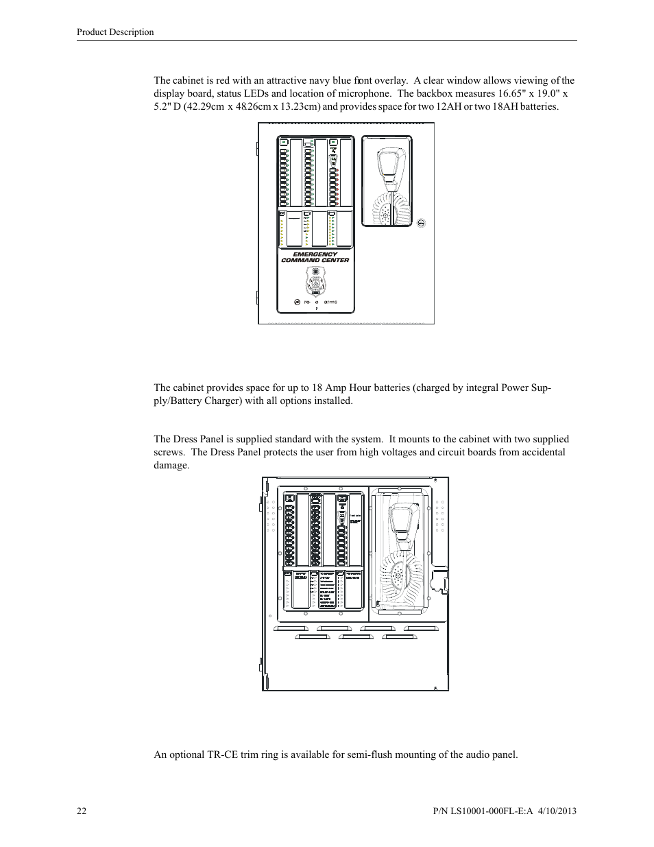 Figure 1.5 cabinet, Figure 1.6 dress panel, System control all call | Fire-Lite ECC-50/100E Emergency Command Center User Manual | Page 22 / 108