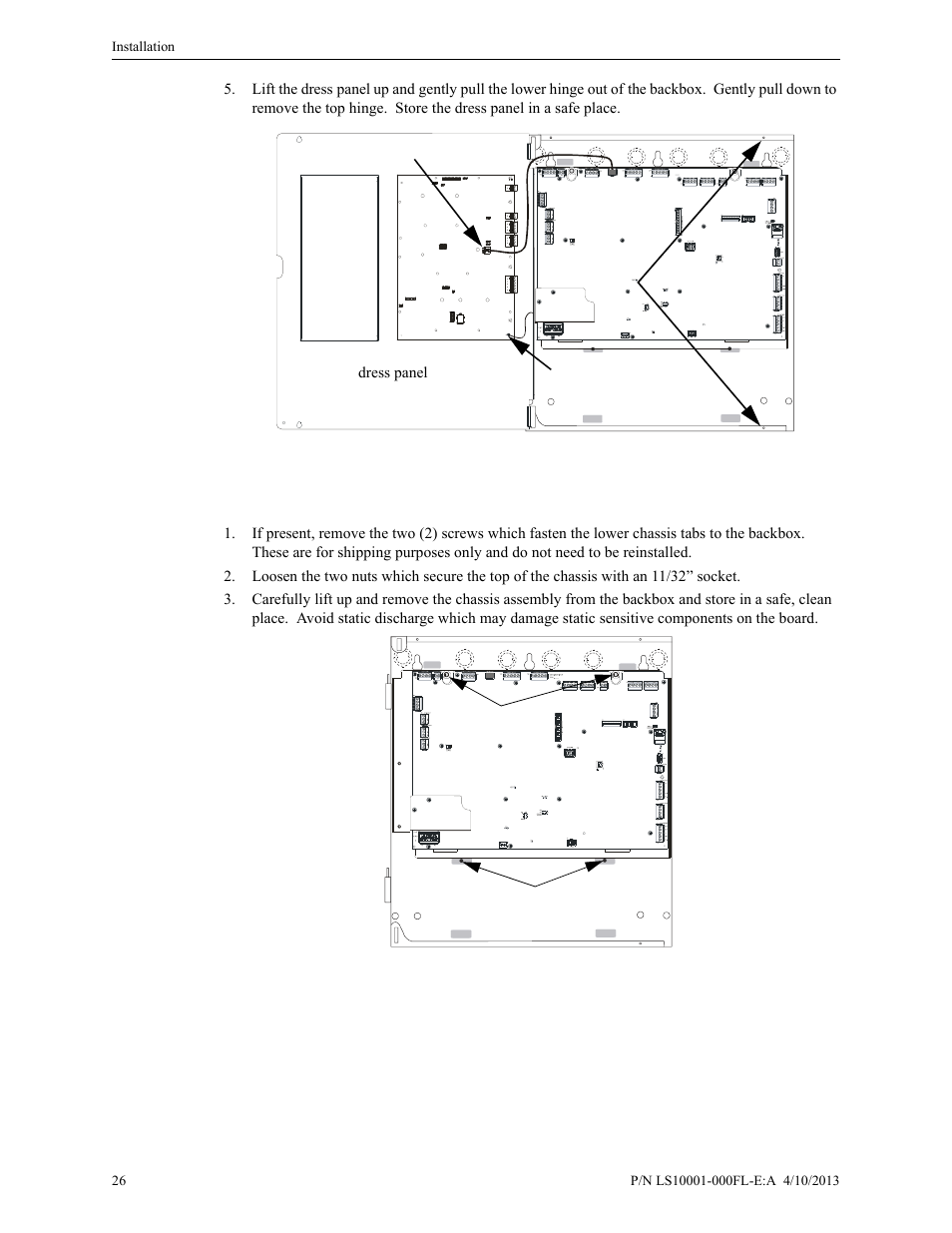 Removing the chassis assembly | Fire-Lite ECC-50/100E Emergency Command Center User Manual | Page 26 / 108