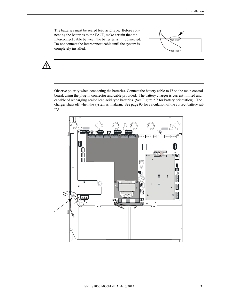 2 secondary power source (batteries), Secondary power source (batteries) | Fire-Lite ECC-50/100E Emergency Command Center User Manual | Page 31 / 108