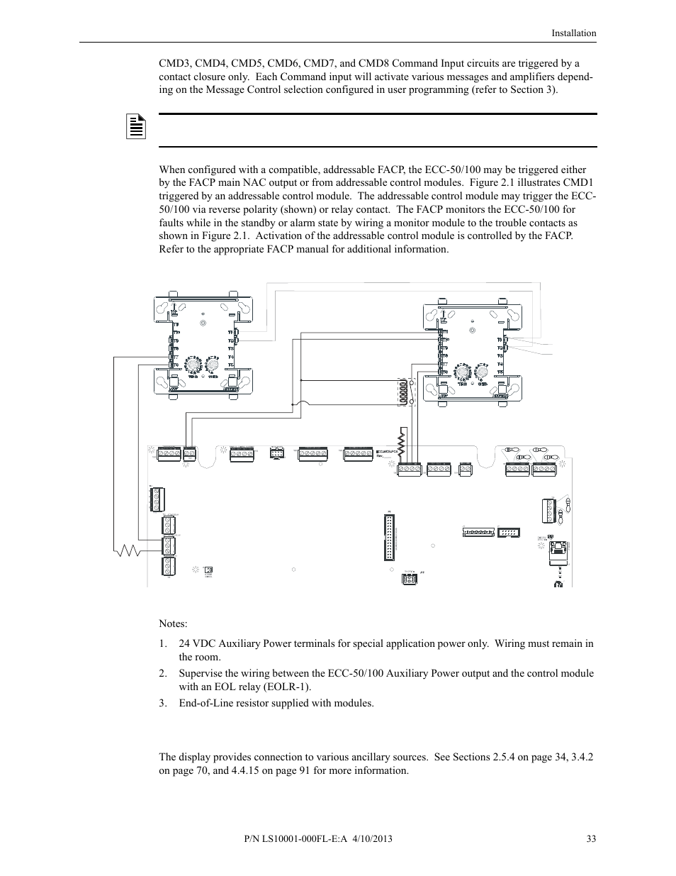 2 external audio input, External audio input | Fire-Lite ECC-50/100E Emergency Command Center User Manual | Page 33 / 108