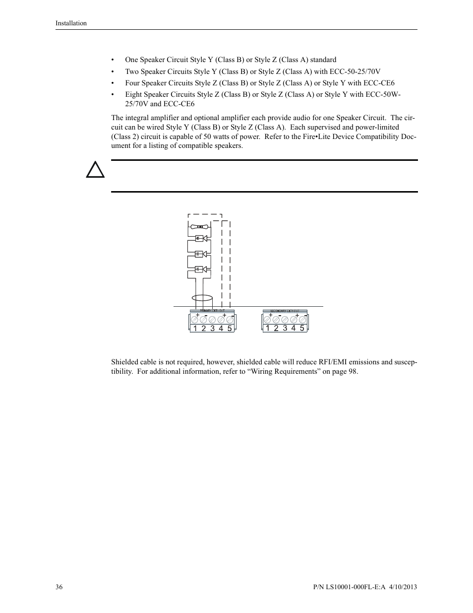 2 speaker circuits, Speaker circuits | Fire-Lite ECC-50/100E Emergency Command Center User Manual | Page 36 / 108