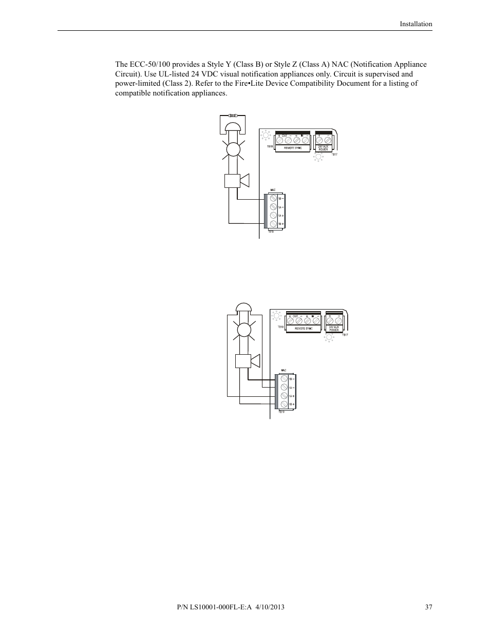 3 notification appliance circuit, Notification appliance circuit | Fire-Lite ECC-50/100E Emergency Command Center User Manual | Page 37 / 108