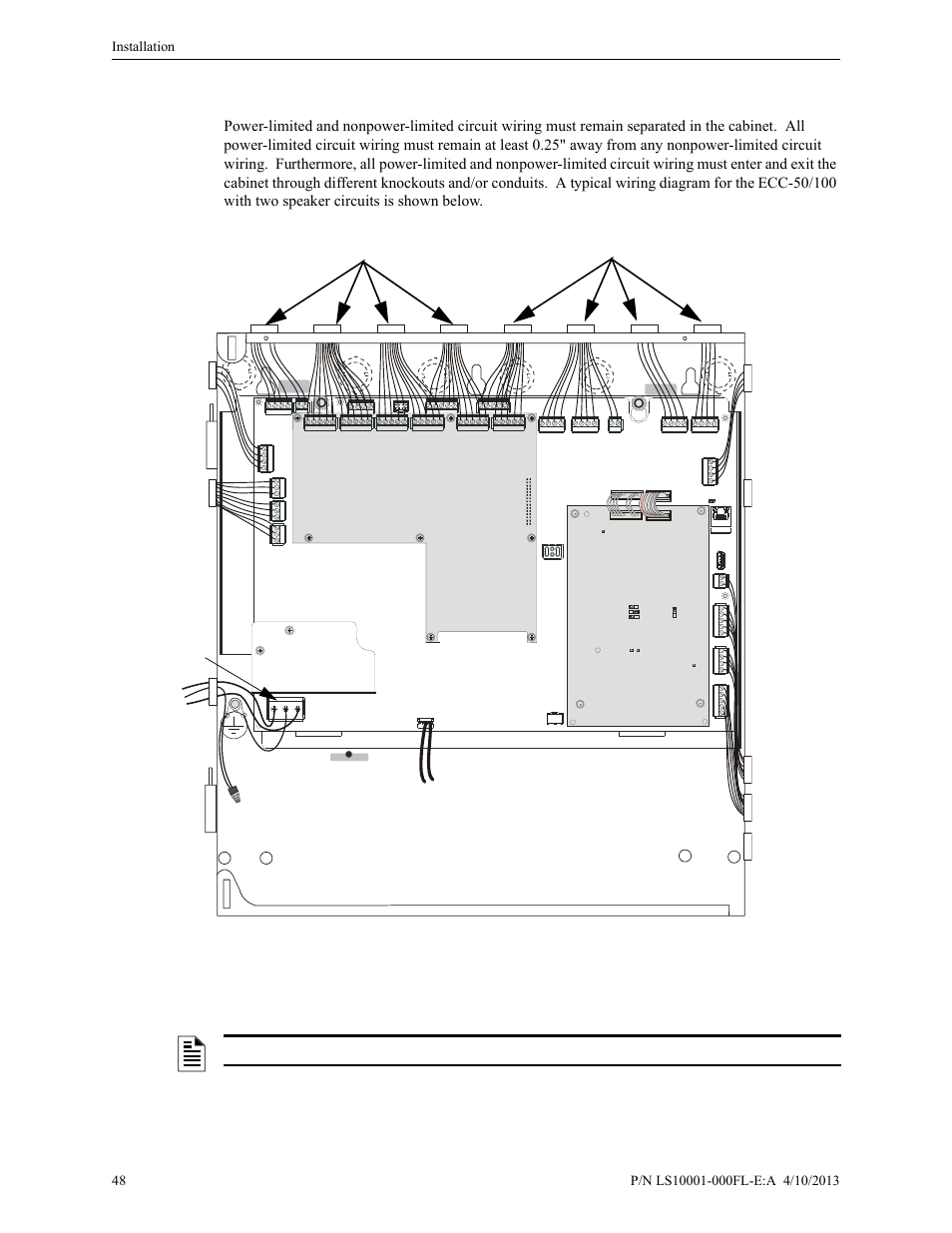 12 ul power-limited wiring requirements, Ul power-limited wiring requirements | Fire-Lite ECC-50/100E Emergency Command Center User Manual | Page 48 / 108