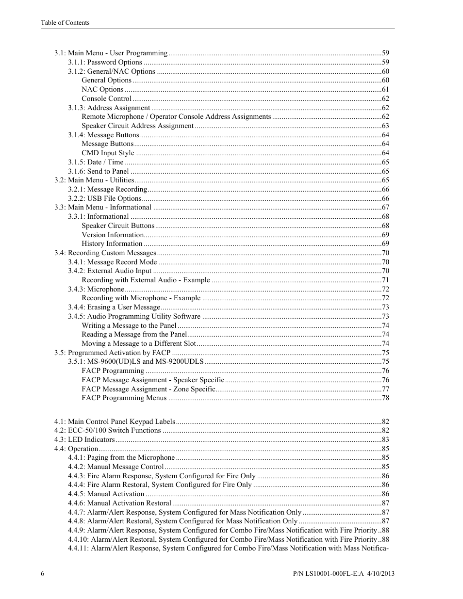 Fire-Lite ECC-50/100E Emergency Command Center User Manual | Page 6 / 108