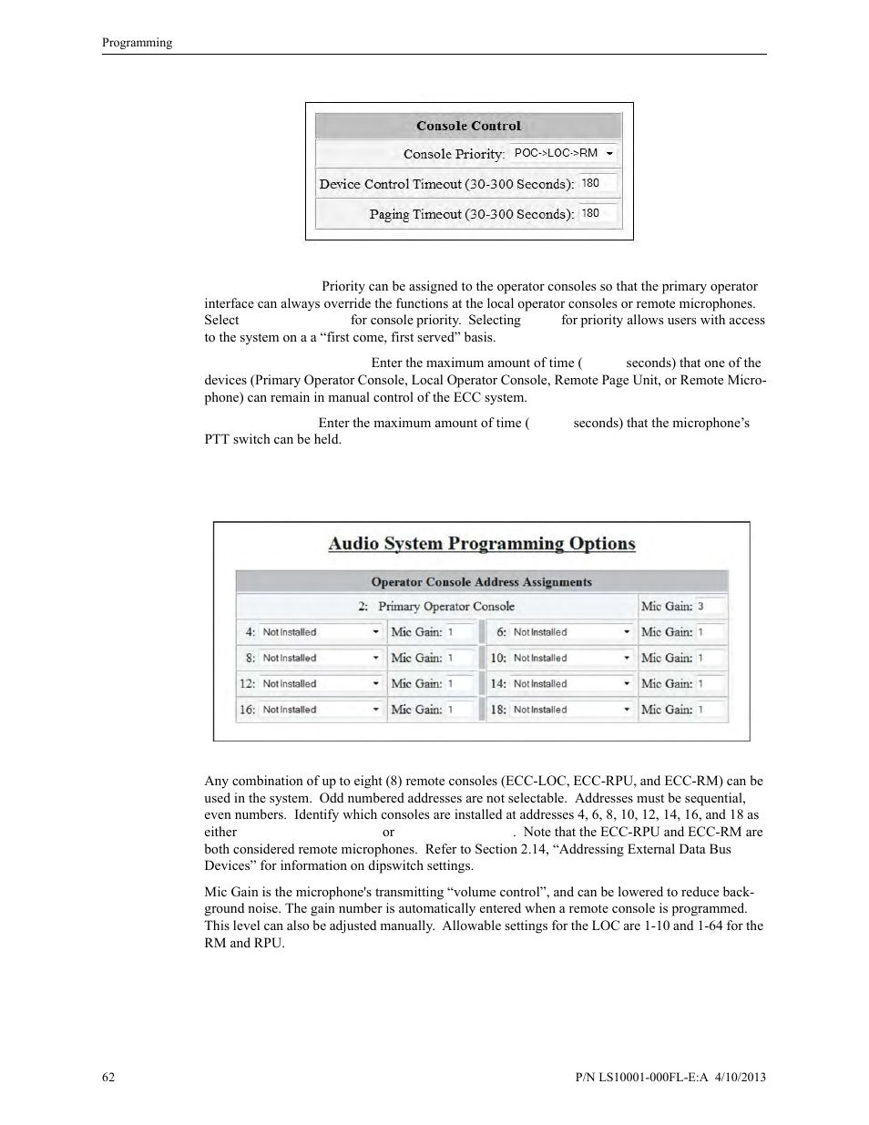 Console control, 3 address assignment, Address assignment | Fire-Lite ECC-50/100E Emergency Command Center User Manual | Page 62 / 108