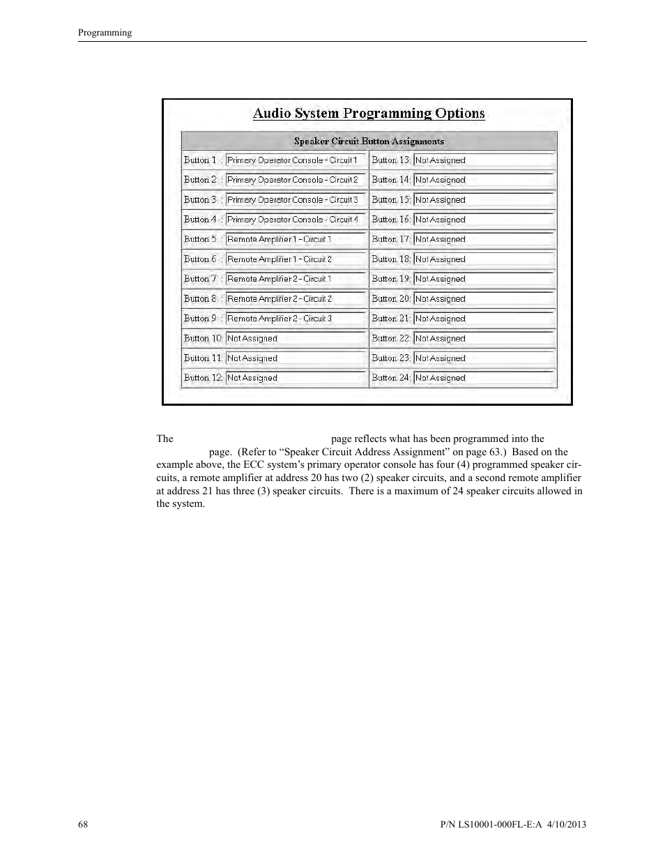 1 informational, Speaker circuit buttons, Informational | Fire-Lite ECC-50/100E Emergency Command Center User Manual | Page 68 / 108