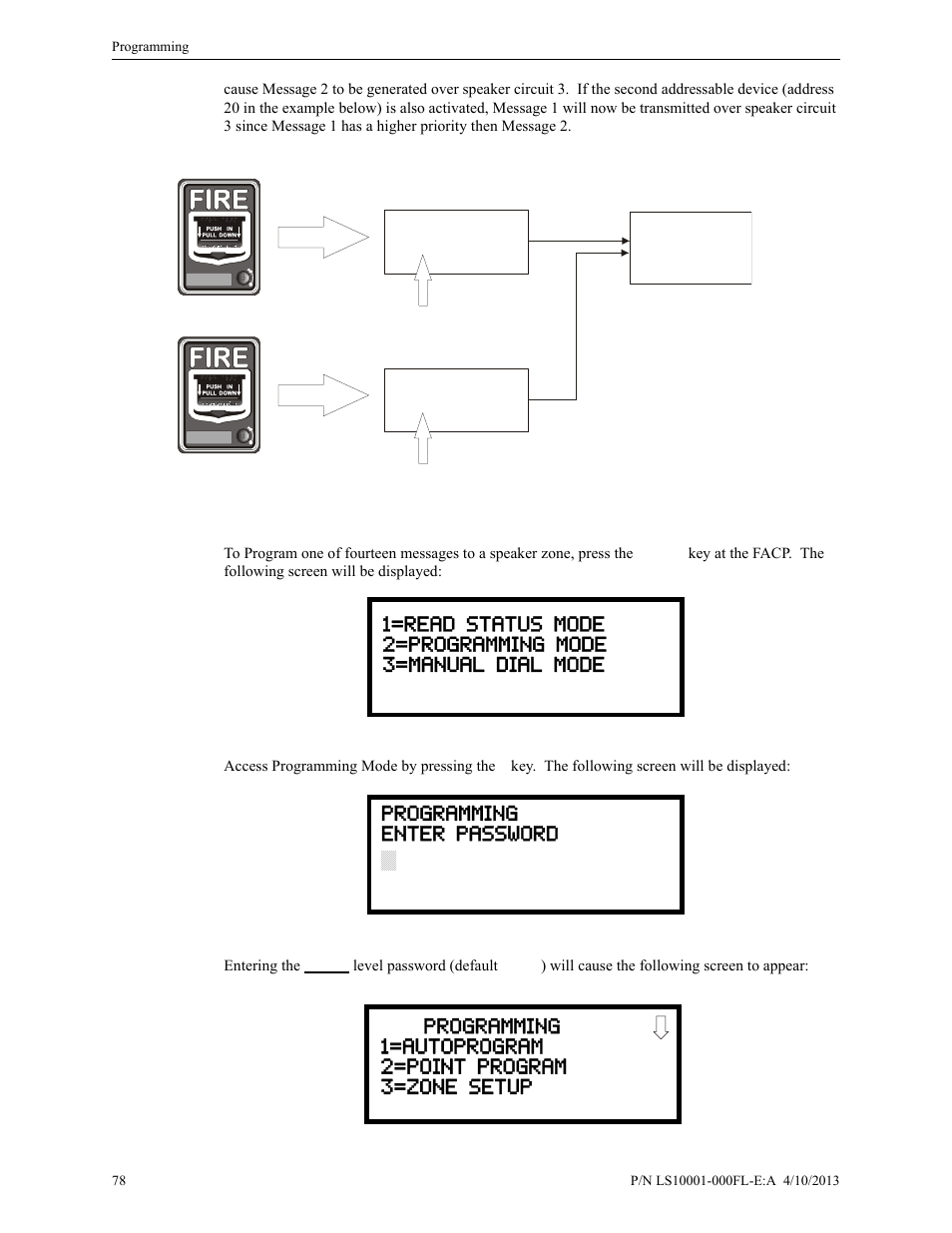 Facp programming menus | Fire-Lite ECC-50/100E Emergency Command Center User Manual | Page 78 / 108
