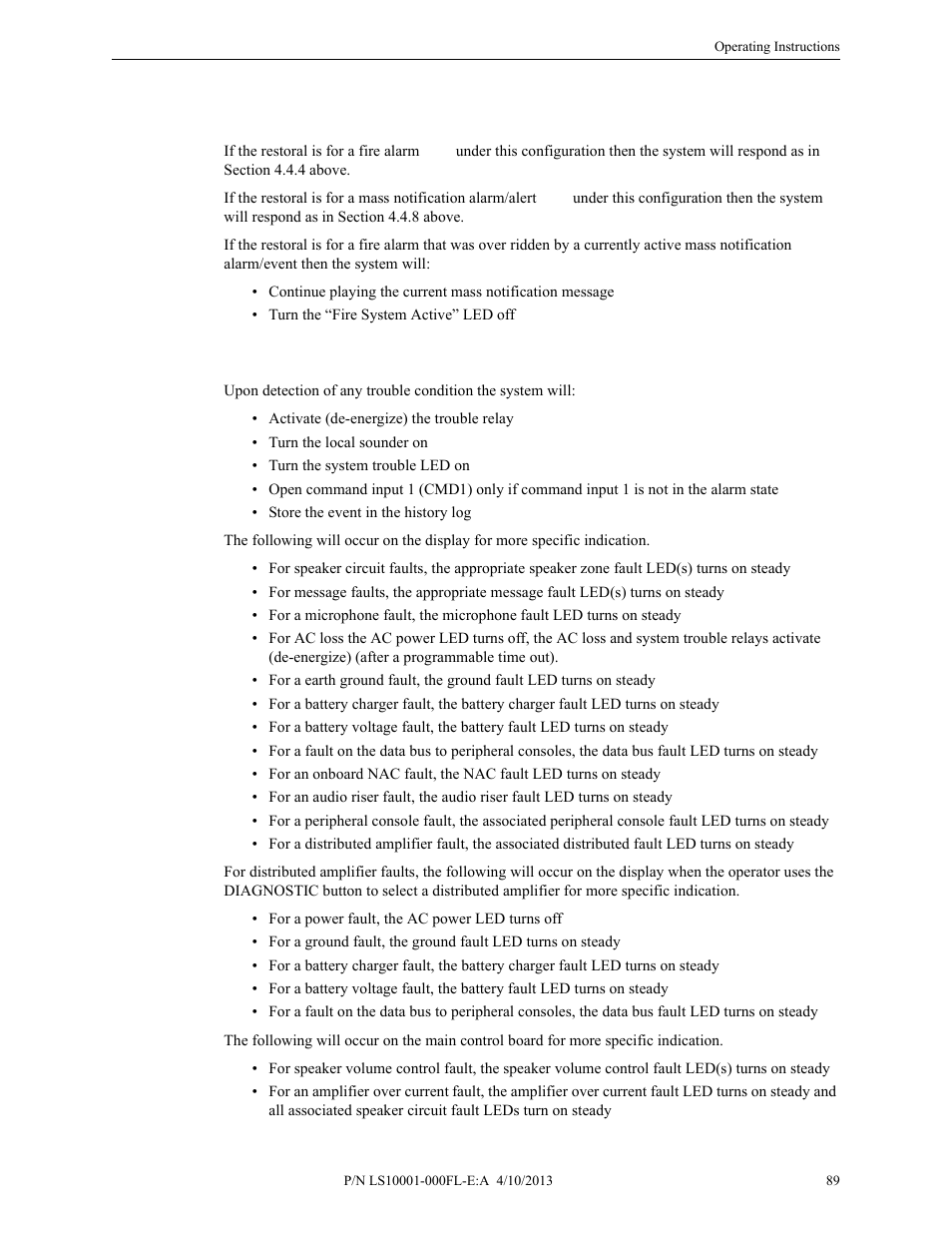 13 trouble condition response, Priority, Trouble condition response | Fire-Lite ECC-50/100E Emergency Command Center User Manual | Page 89 / 108