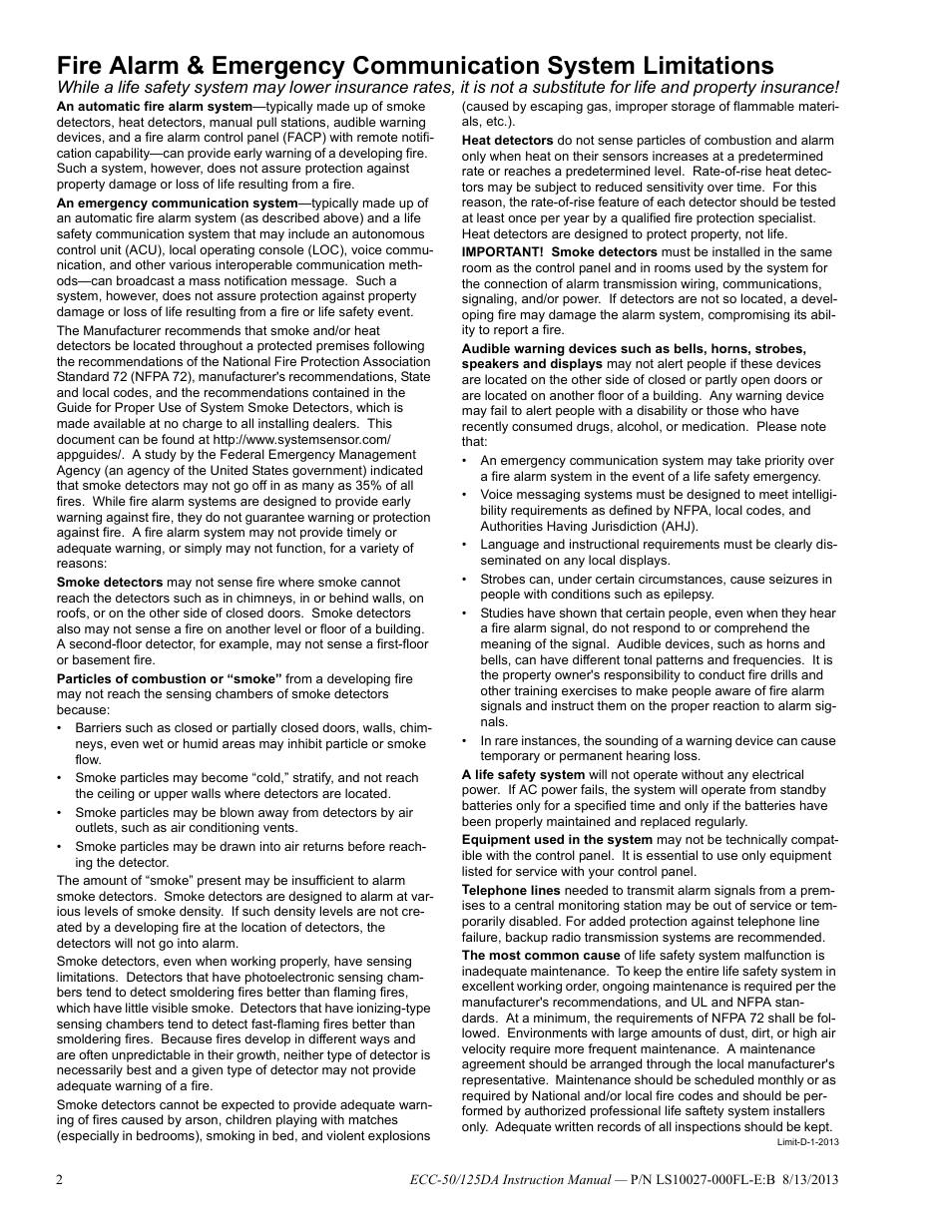 Fire-Lite ECC-125DA/E Distributed Audio Amplifiers User Manual | Page 2 / 26