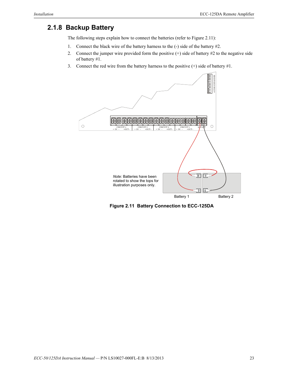 8 backup battery, Backup battery | Fire-Lite ECC-125DA/E Distributed Audio Amplifiers User Manual | Page 23 / 26