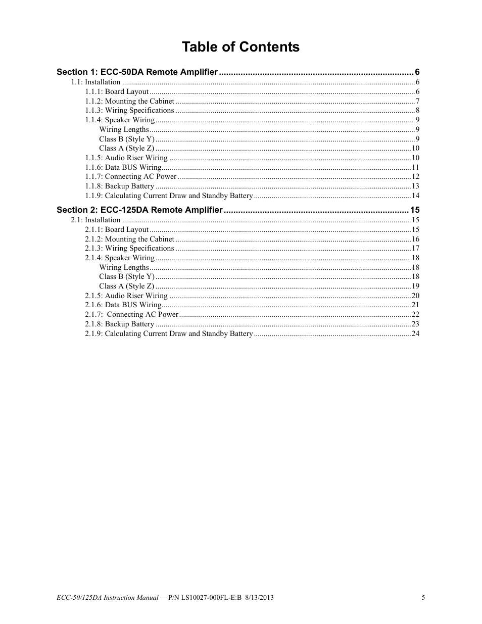 Fire-Lite ECC-125DA/E Distributed Audio Amplifiers User Manual | Page 5 / 26