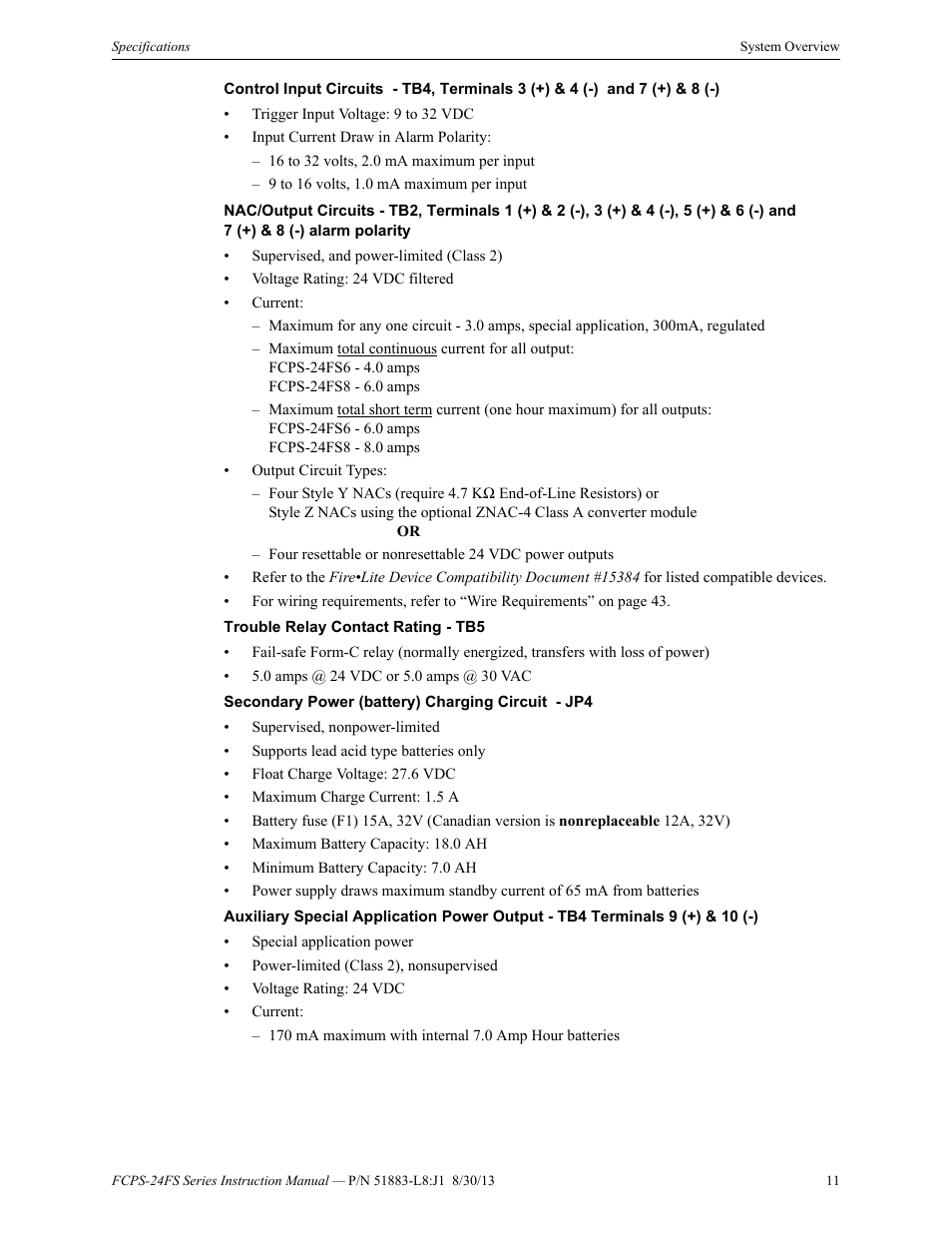 Fire-Lite FCPS Series Field Charger/Power Supply User Manual | Page 11 / 48