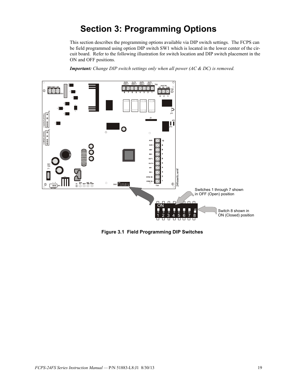 Section 3: programming options | Fire-Lite FCPS Series Field Charger/Power Supply User Manual | Page 19 / 48