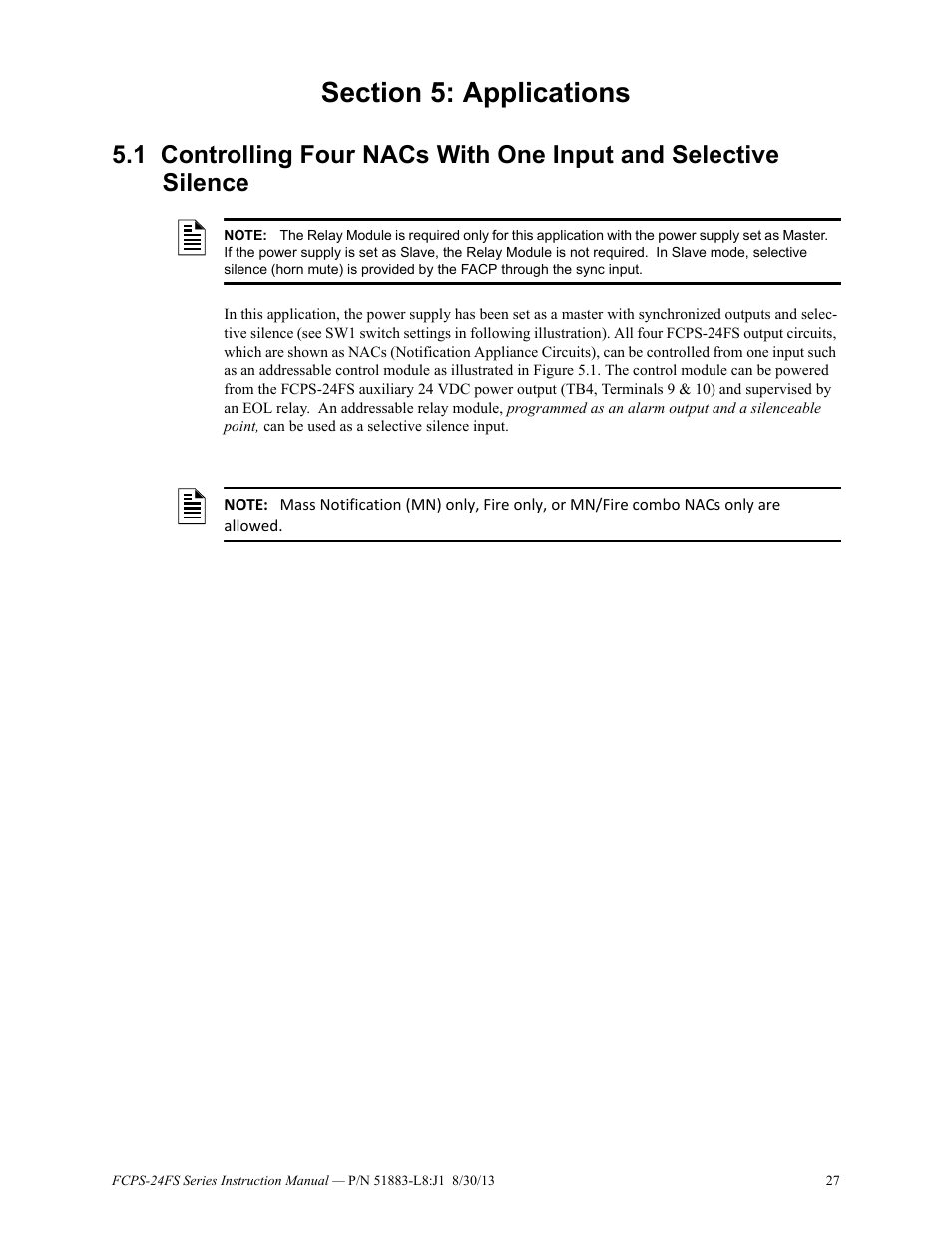 Section 5: applications | Fire-Lite FCPS Series Field Charger/Power Supply User Manual | Page 27 / 48