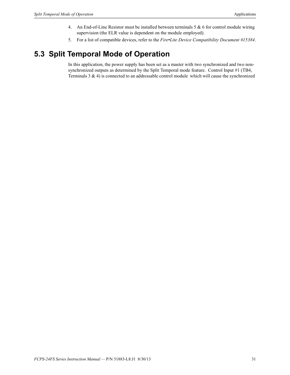 3 split temporal mode of operation, Split temporal mode of operation | Fire-Lite FCPS Series Field Charger/Power Supply User Manual | Page 31 / 48