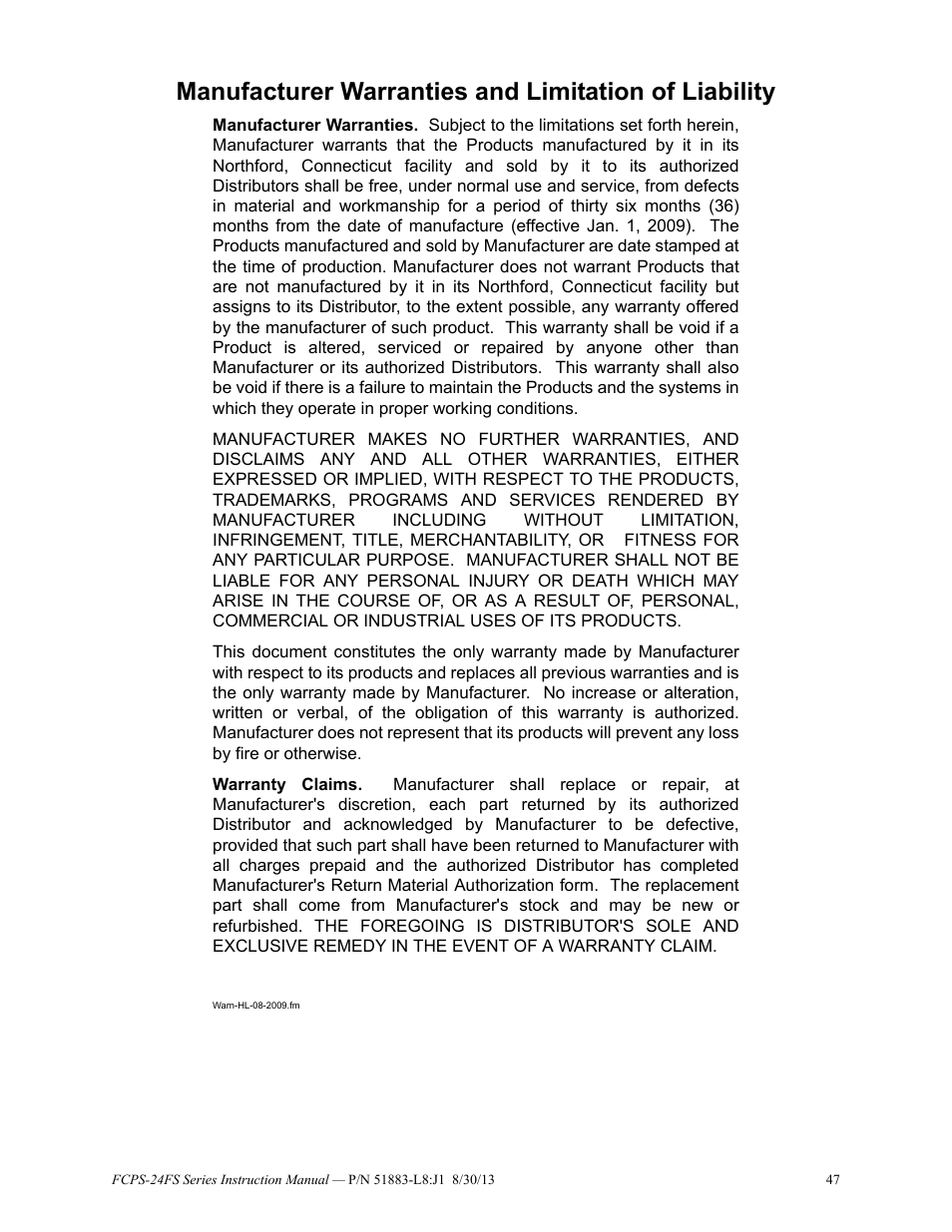 Fire-Lite FCPS Series Field Charger/Power Supply User Manual | Page 47 / 48