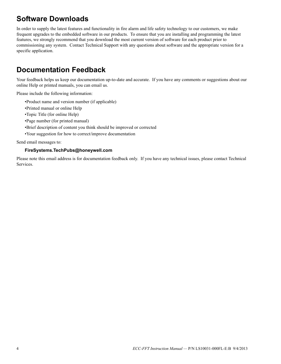 Software downloads, Documentation feedback | Fire-Lite ECC-FFT Firefighters Telephone User Manual | Page 4 / 32