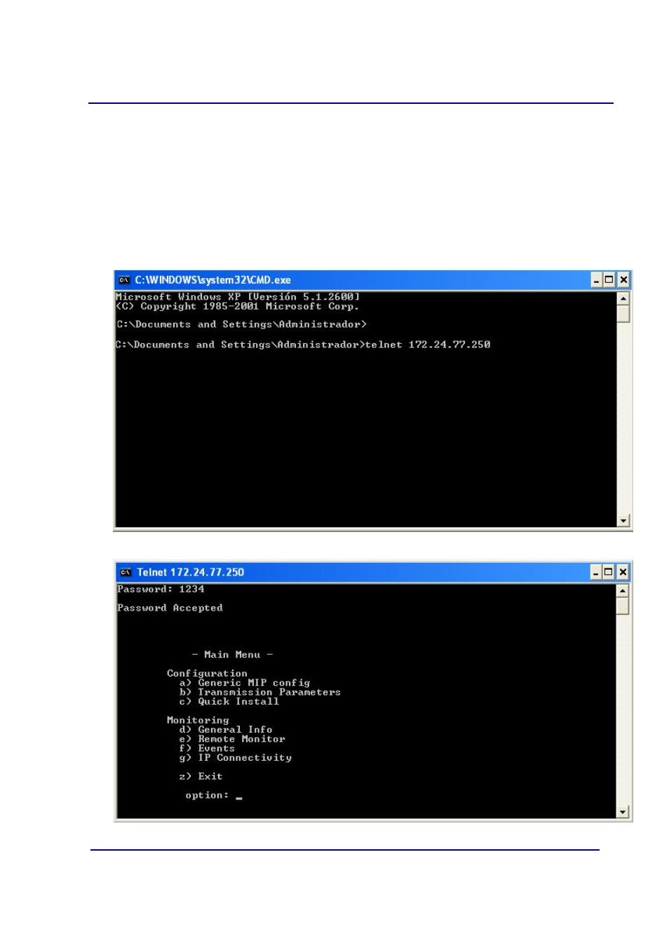 Iv - 5. telnet | Fire-Lite IPDACT Installation Manual User Manual | Page 49 / 51