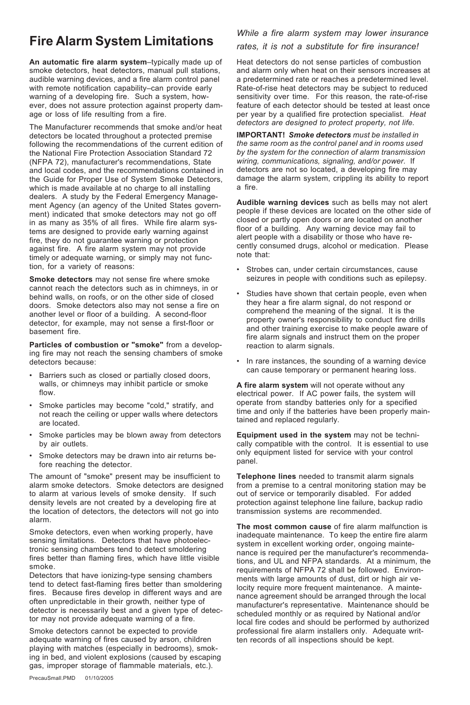 Fire alarm system limitations | Fire-Lite LCD-80F Remote LCD Annunciator User Manual | Page 2 / 36