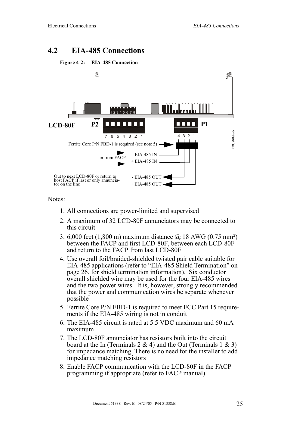 2 eia-485 connections | Fire-Lite LCD-80F Remote LCD Annunciator User Manual | Page 25 / 36