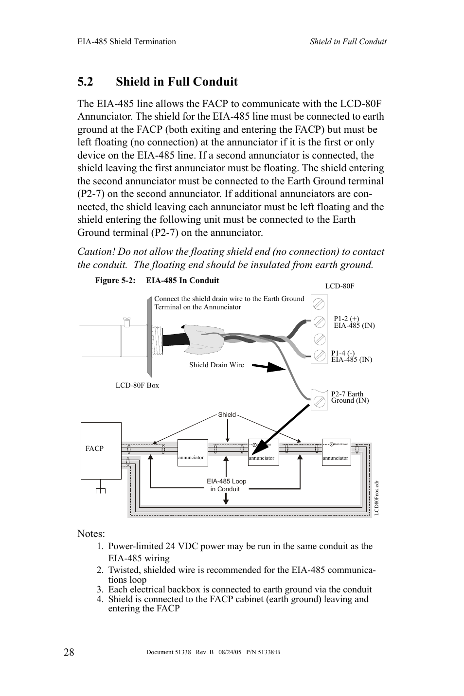 2 shield in full conduit | Fire-Lite LCD-80F Remote LCD Annunciator User Manual | Page 28 / 36
