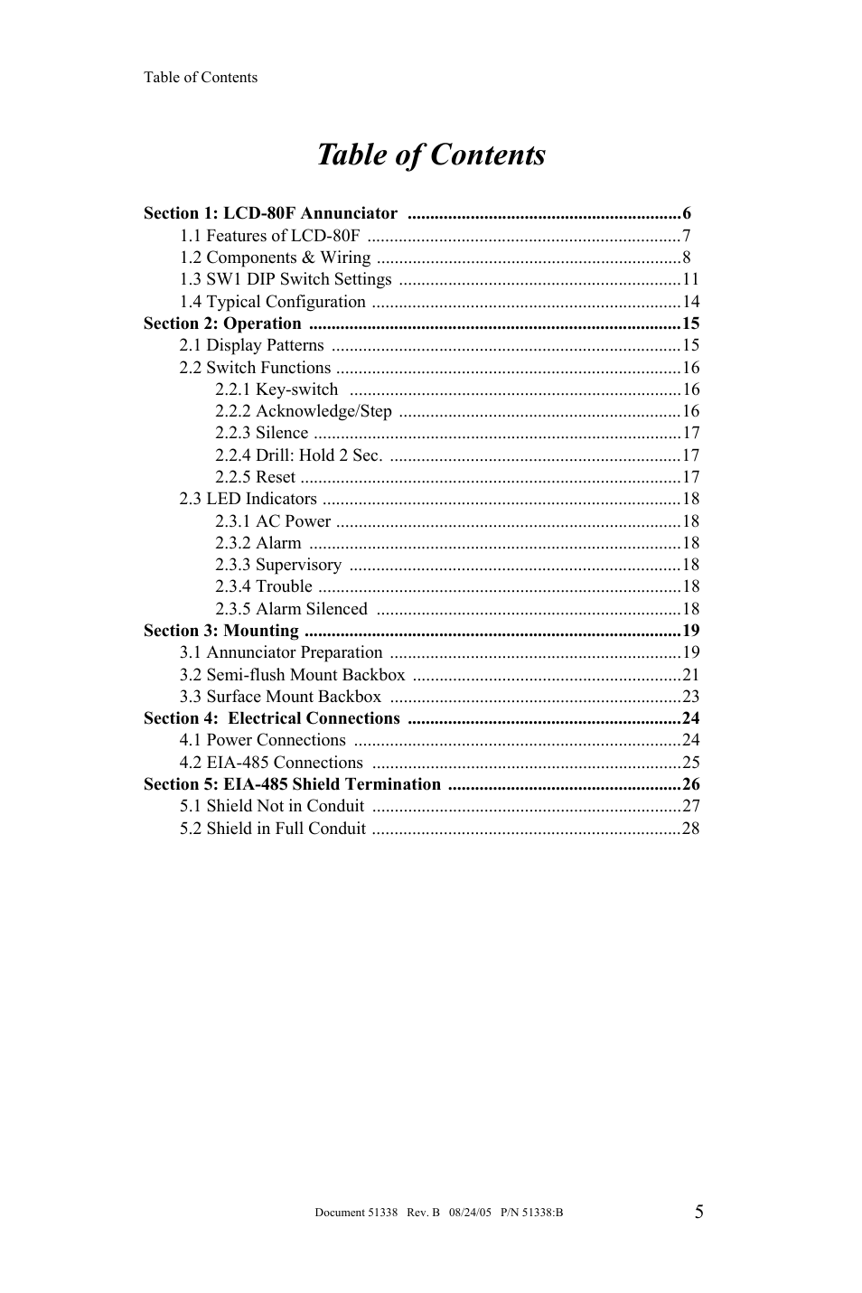 Fire-Lite LCD-80F Remote LCD Annunciator User Manual | Page 5 / 36