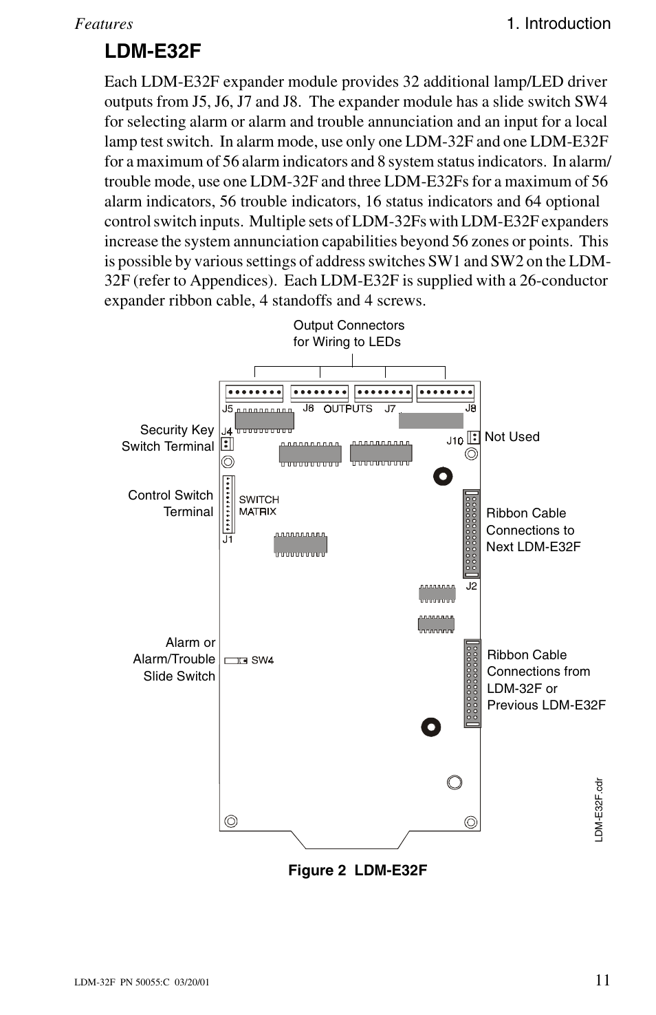 Ldm-e32f, Features 1. introduction | Fire-Lite LDM-32F Lamp Drivers User Manual | Page 11 / 64