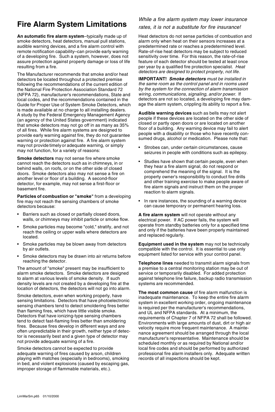 Fire alarm system limitations | Fire-Lite LDM-32F Lamp Drivers User Manual | Page 2 / 64