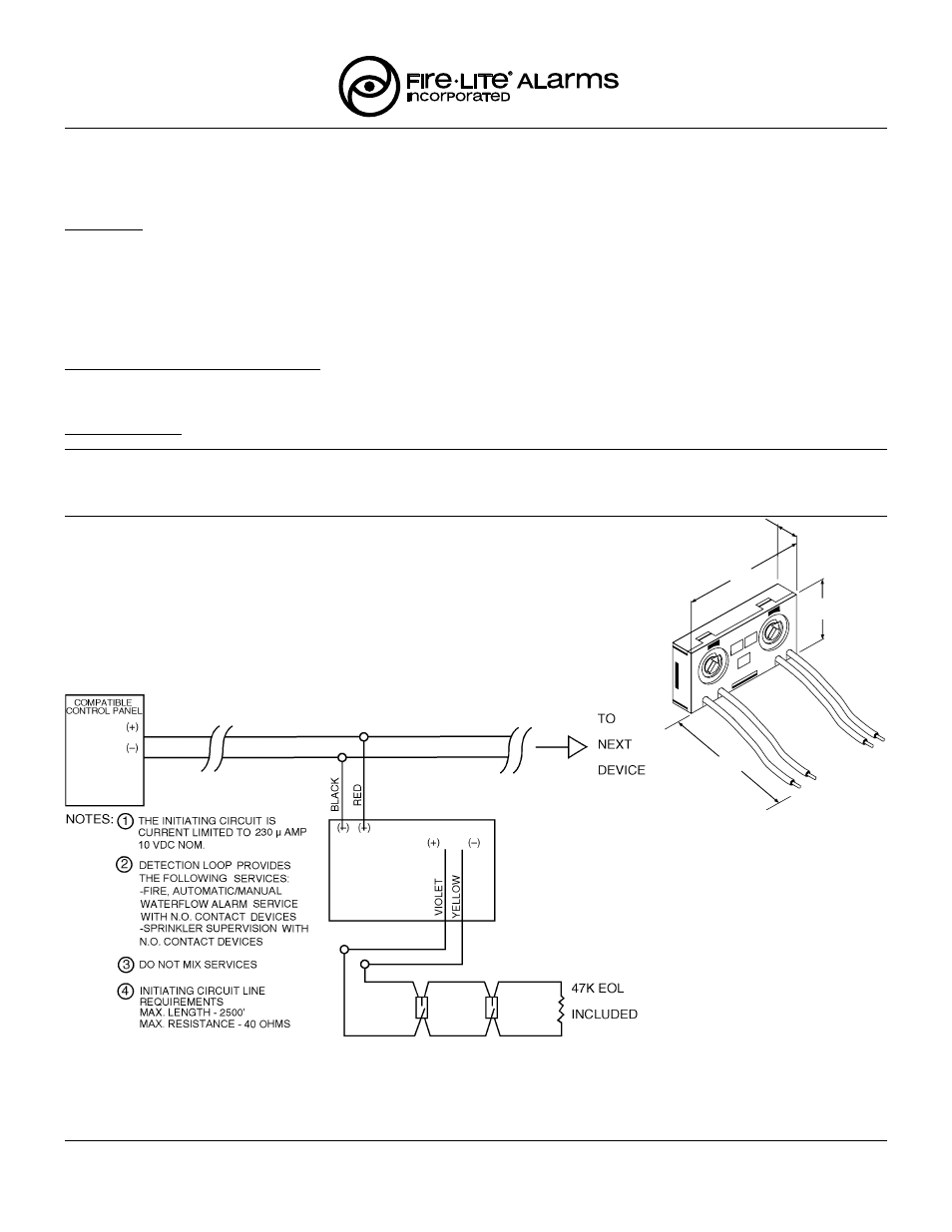 Fire-Lite M301A Addressable Monitor Module User Manual | 1 page