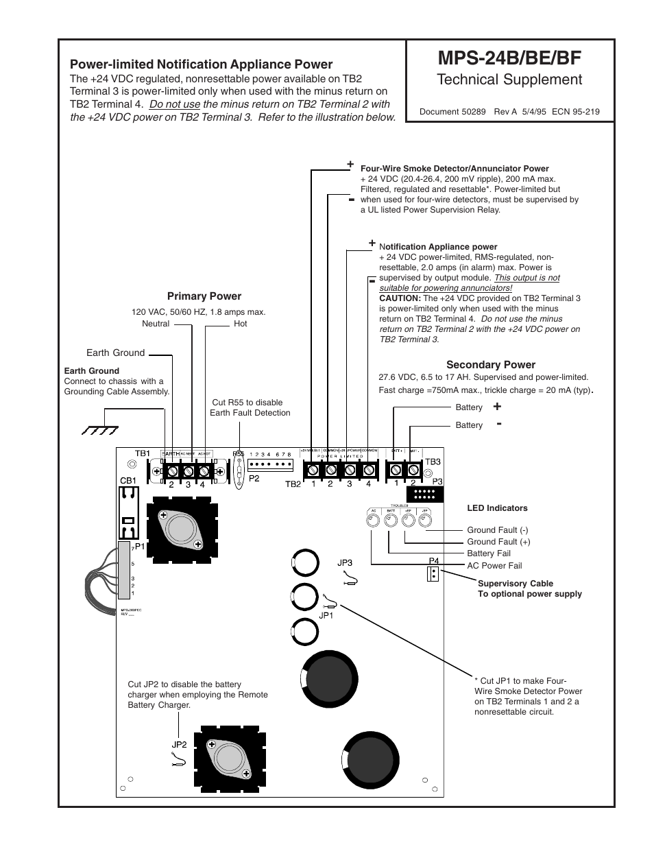 Fire-Lite MPS-24B/BE/BF Technical Supplement User Manual | 1 page