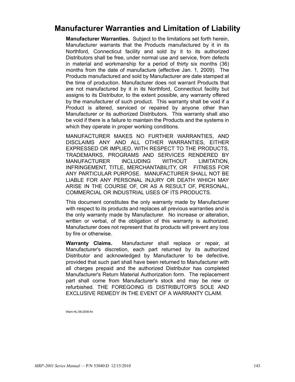 Fire-Lite MRP-2001C PRE-ACTION/DELUGE CONTROL PANEL User Manual | Page 143 / 144